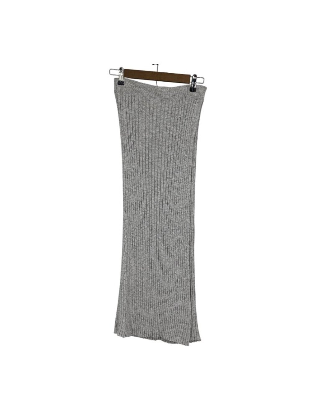 Free People Women's Relix Ribbed Knit Maxi Skirt Gray with Brown Flecks Size M